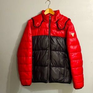 Guess black and red puffer jacket